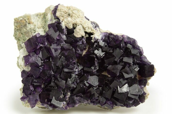 Purple Cubic Fluorite Crystals on Druzy Quartz - China #322832